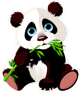 Barevná panda 008 levá s bambusem