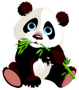 Barevná panda 008 pravá s bambusem