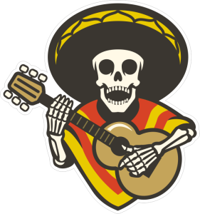 Barevná smrtka 015 levá mexická s kytarou