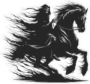 Barevná smrtka 034 pravá na koni černobílá