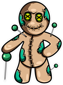 Barevná voodoo panenka 002 levá zelené špendlíky