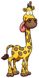 Barevná žirafa 005 pravá s vyplazeným jazykem