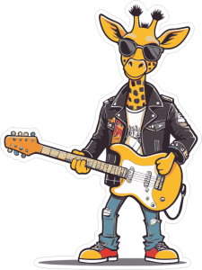 Barevná žirafa 006 levá rockový kytarista