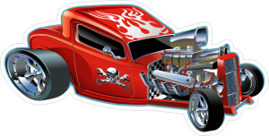 Barevné auto 030 pravá karikatura Hot Rod