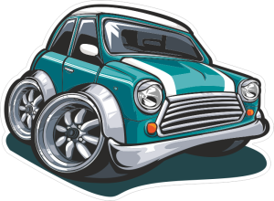 Barevné auto 032 pravá karikatura MINI Cooper