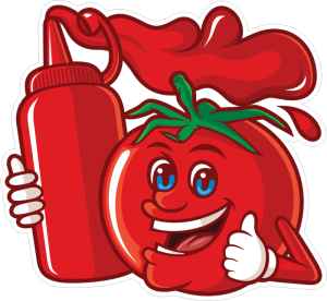 Barevné rajče 001 levá s kečupem