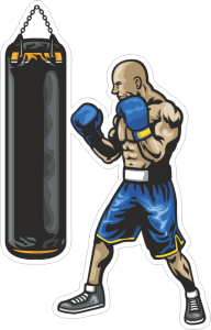 Barevný boxer 001 levá s boxovacím pytlem