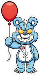 Barevný ďábelský medvídek 002 levá s balónkem