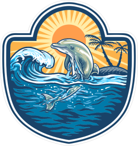 Barevný delfín 001 levá u moře