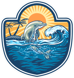 Barevný delfín 001 pravá u moře