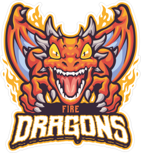 Barevný drak 023 nápis Fire Dragons