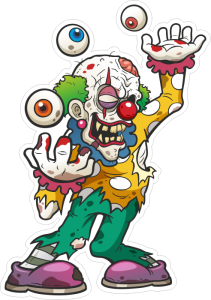 Barevný klaun 011 pravá zombík žongluje očima
