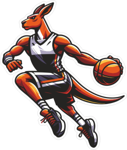 Barevný klokan 004 levá basketbalista s míčem