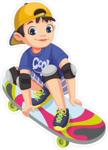 Barevný kluk 002 pravá na skateboardu