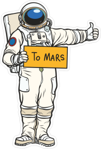 Barevný kosmonaut 004 pravá letím na Mars