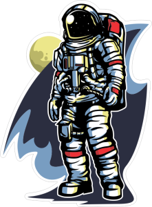 Barevný kosmonaut 010 levá ve vesmíru