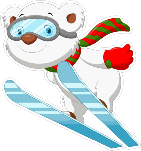 Barevný lední medvěd levá 008 lyžař