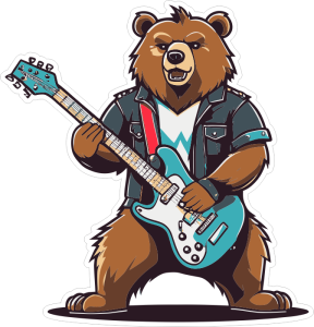 Barevný medvěd 017 levá rockový kytarista