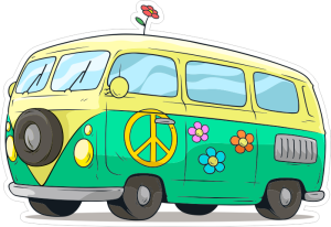 Barevný multivan 002 levá Hippies VW