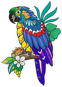 Barevný papoušek 007 levá ornamenty