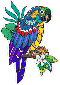 Barevný papoušek 007 pravá ornamenty
