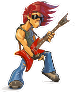 Barevný rocker 001 pravá s kytarou