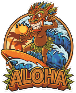 Barevný surfař 003 Aloha Tiki Havaj