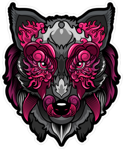 Barevný vlk 015 s ornamenty