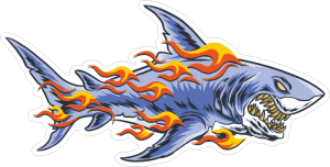 Barevný žralok 014 pravá v plamenech