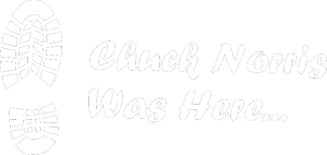 Chuck Norris was here nápis s otiskem boty