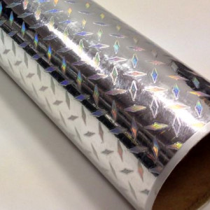 Diamond Plate mini holographic silver PRIME, stříbrná folie s holografickým efektem