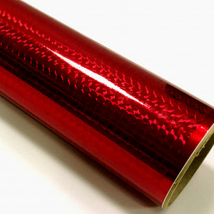 Fantasy 1/4 mosaic cherry red PRIME, červená folie s holografickým efektem