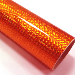 Fantasy 1/4 mosaic fluorescent orange PRIME, fl. oranžová folie s holografickým efektem
