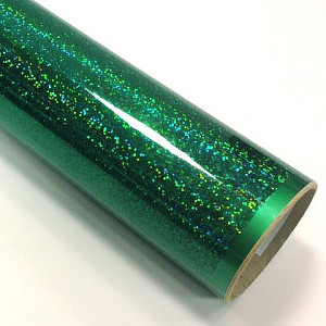 Fantasy sequins emerald green PRIME, tmavě zelená folie s holografickým efektem