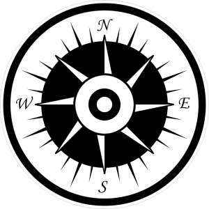 Tištěný kompas černobílý 005