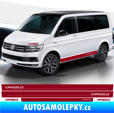 Samolepka Polep na bok Caravelle Edition Volkswagen T4, T5, T6 verze long bordó vínová