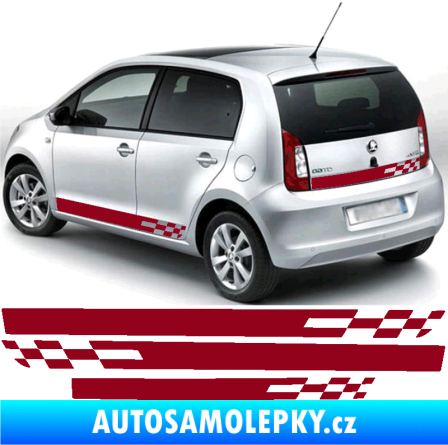 Samolepka Polep na bok Škoda Citigo šachovnice bordó vínová