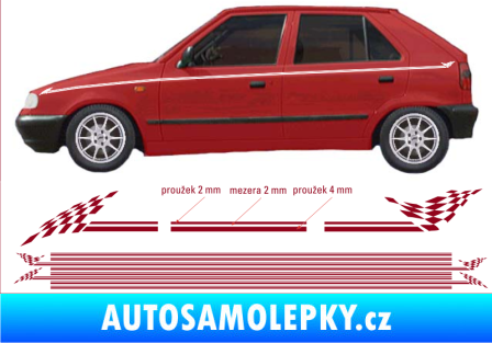 Samolepka Proužky kratší 135cm x 8mm / 8ks bordó vínová