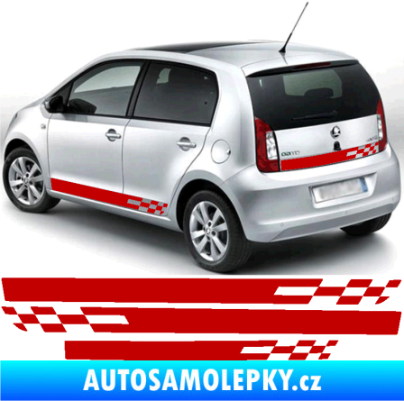 Samolepka Polep na bok Škoda Citigo šachovnice tmavě červená
