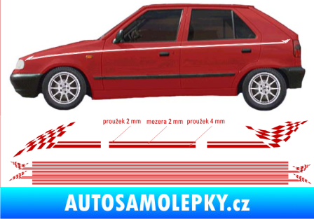 Samolepka Proužky kratší 135cm x 8mm / 8ks tmavě červená