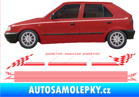 Samolepka Proužky kratší 135cm x 8mm / 8ks červená