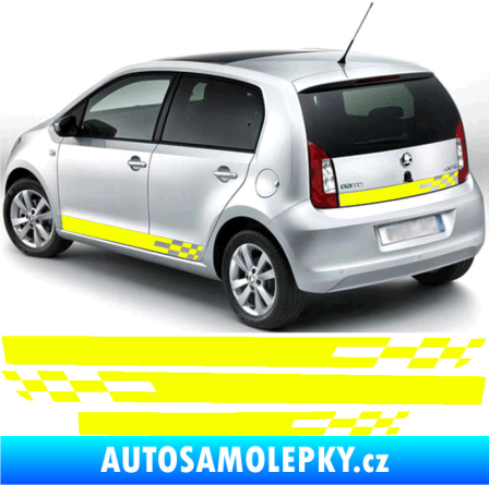 Samolepka Polep na bok Škoda Citigo šachovnice Fluorescentní žlutá
