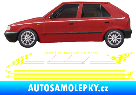 Samolepka Proužky kratší 135cm x 8mm / 8ks Fluorescentní žlutá