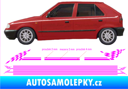Samolepka Proužky kratší 135cm x 8mm / 8ks Fluorescentní růžová