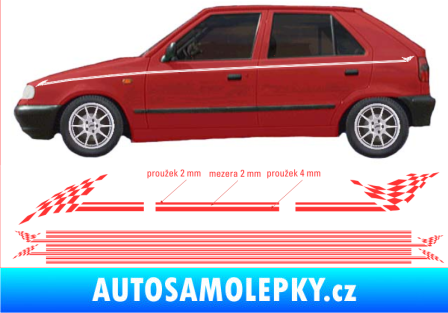 Samolepka Proužky kratší 135cm x 8mm / 8ks světle červená