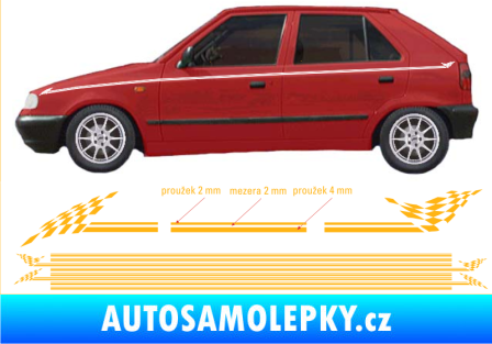 Samolepka Proužky kratší 135cm x 8mm / 8ks světle oranžová