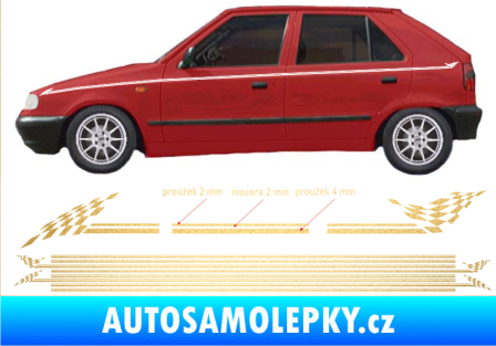 Samolepka Proužky kratší 135cm x 8mm / 8ks zlatá metalíza