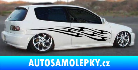 Samolepka Samolepka na bok plameny 056 škrábaný kov černý