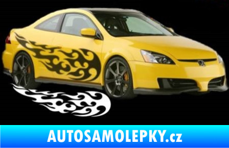 Samolepka Samolepka na bok plameny 133 škrábaný kov černý
