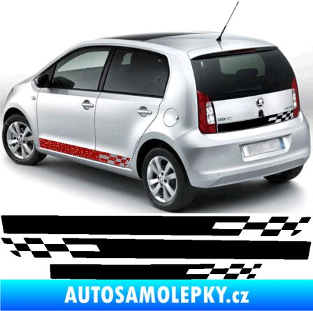Samolepka Polep na bok Škoda Citigo šachovnice Ultra Metalic červená